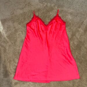 Victoria’s Secret Neon Satin Lace-Trim Slip Dress - Large